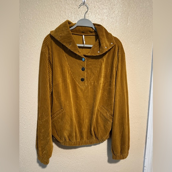 Free People Serena Popover Sweater Ribbed Velvet Size medium - Picture 2 of 8